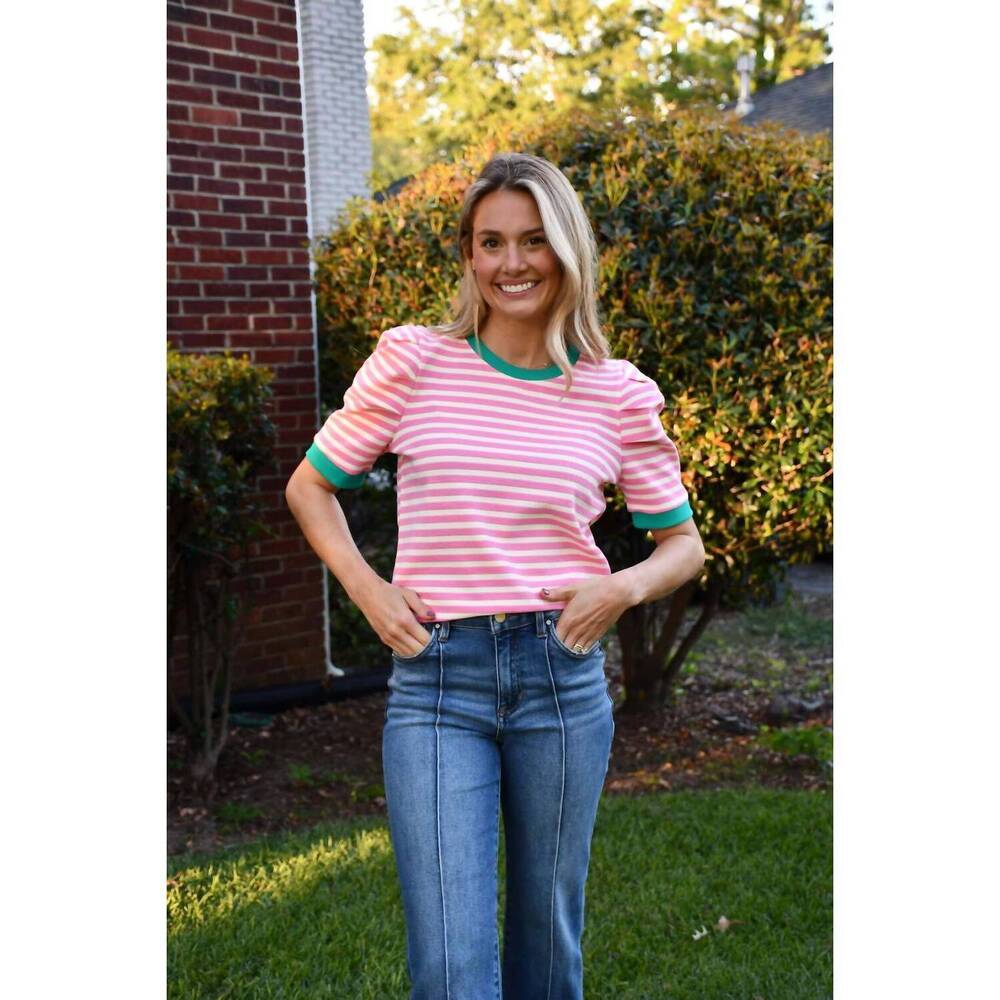 NEW ENTRO beka top in pink stripe - Picture 3 of 4